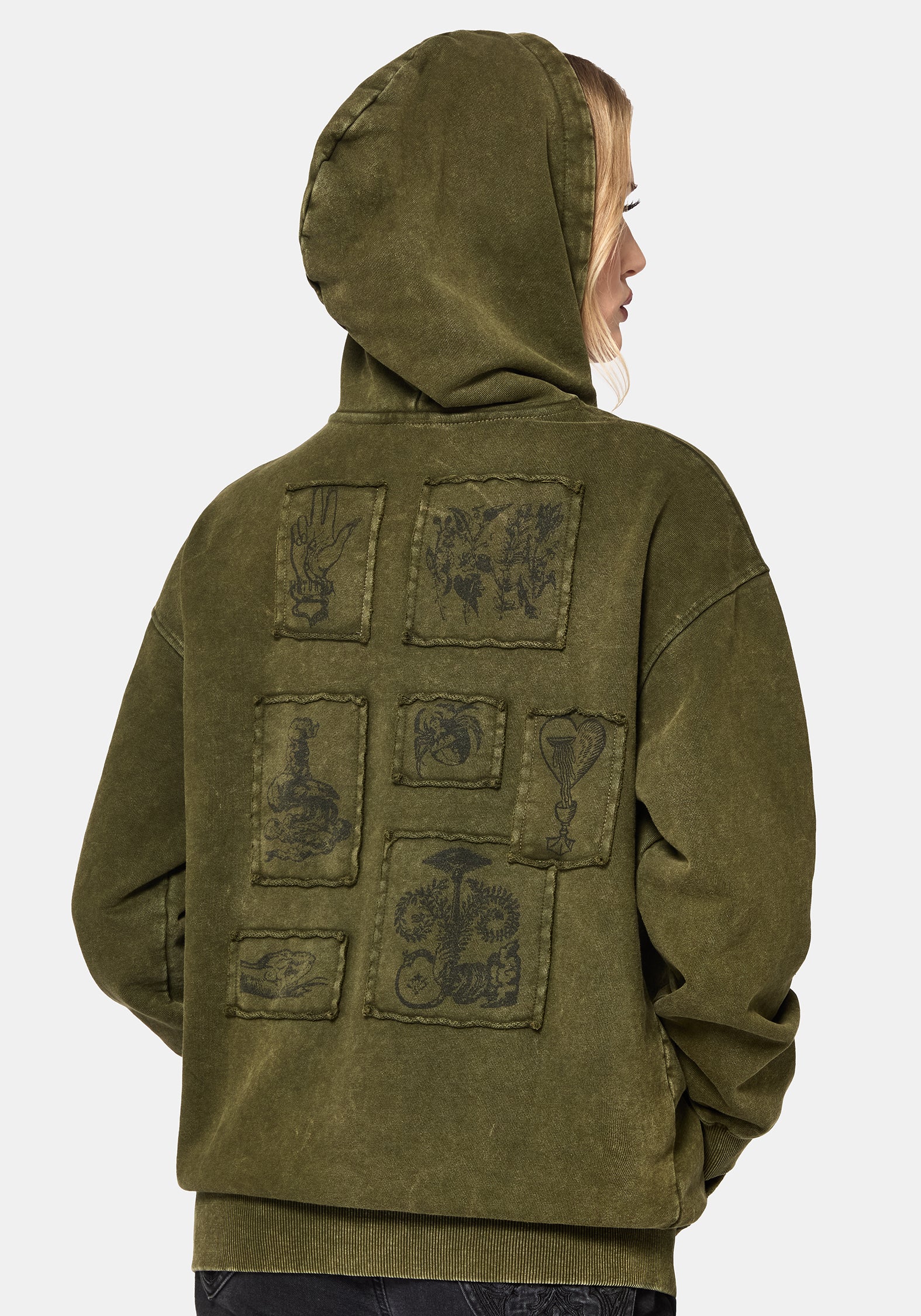 Sira Oversize Applikation Flicken Kapuzenshirt