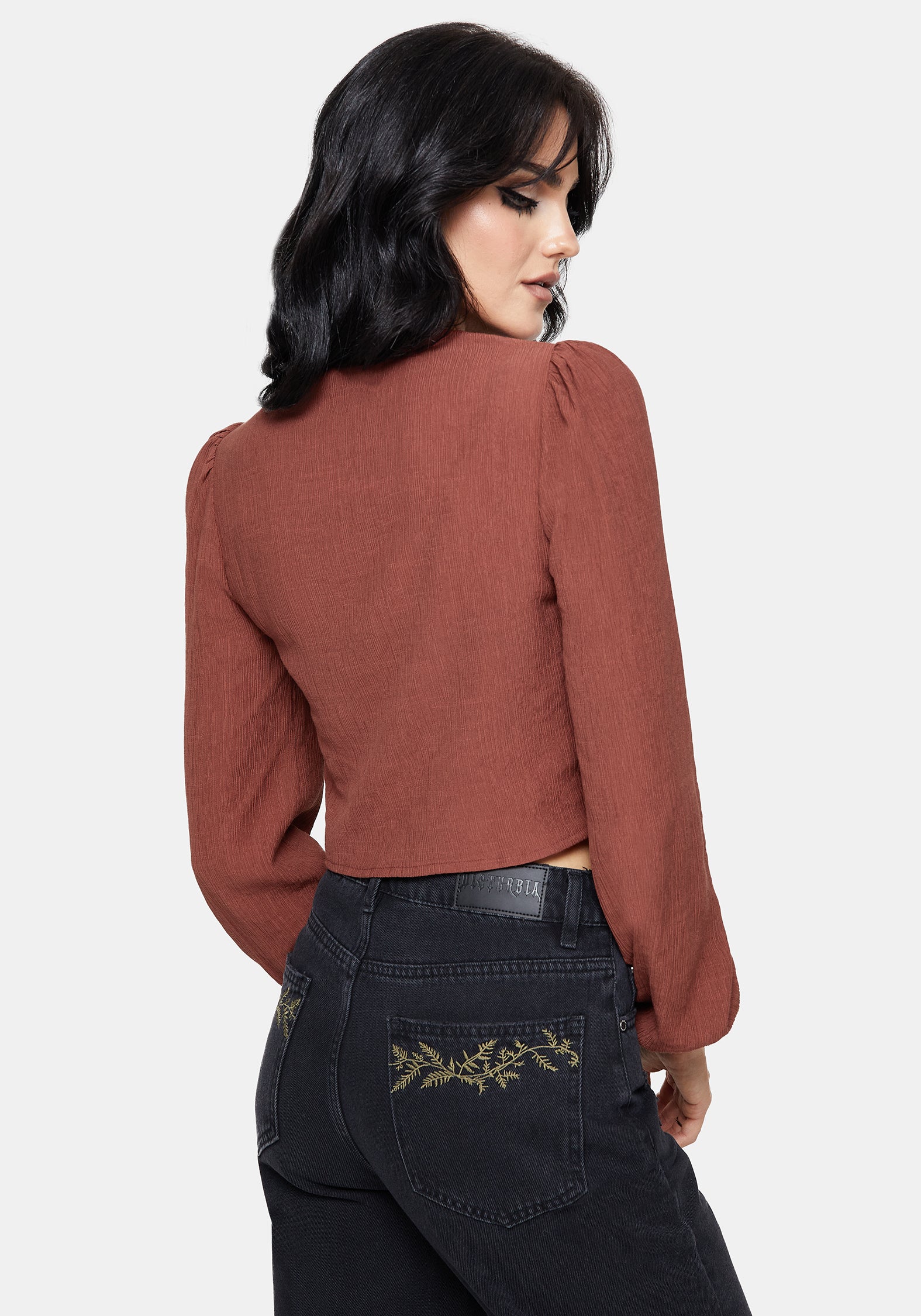 Abellona Bestickt Rost Krawatte Vorderseite Bluse