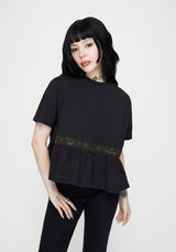 Fianna Bestickt Rüsche Saum Kurz T-Shirt