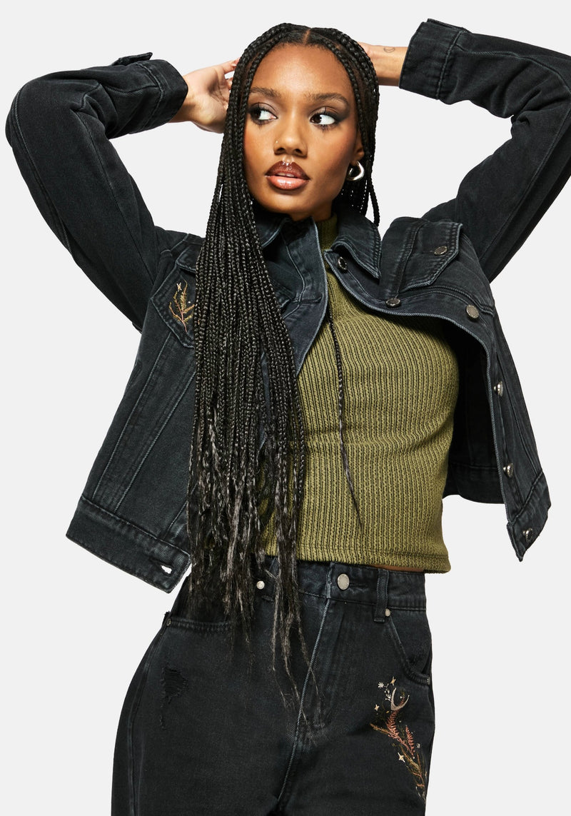 Bryony Striped Crop Top - Olive Green