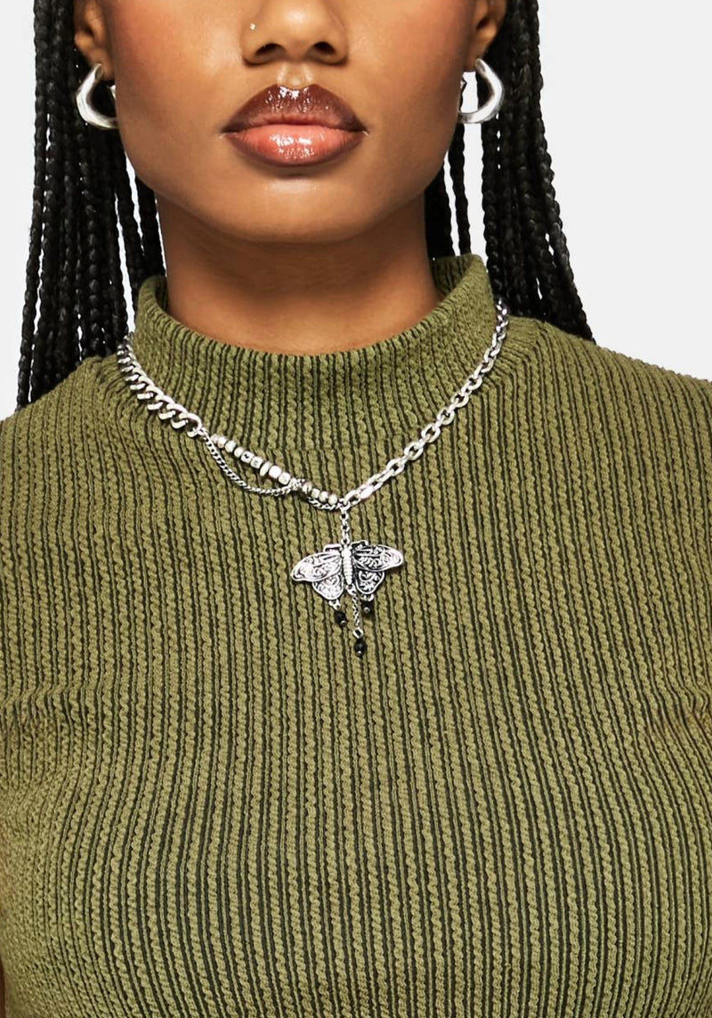 Bryony Striped Crop Top - Olive Green