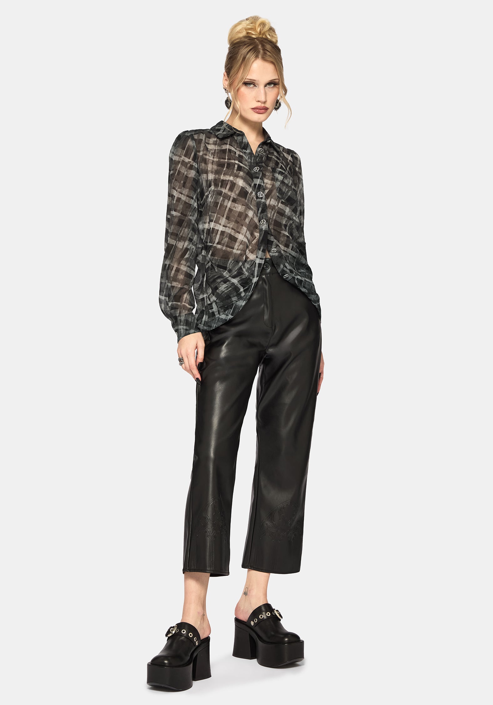 Rhoswen Snake Check Cross Over Long Sleeved Shirt EU 38