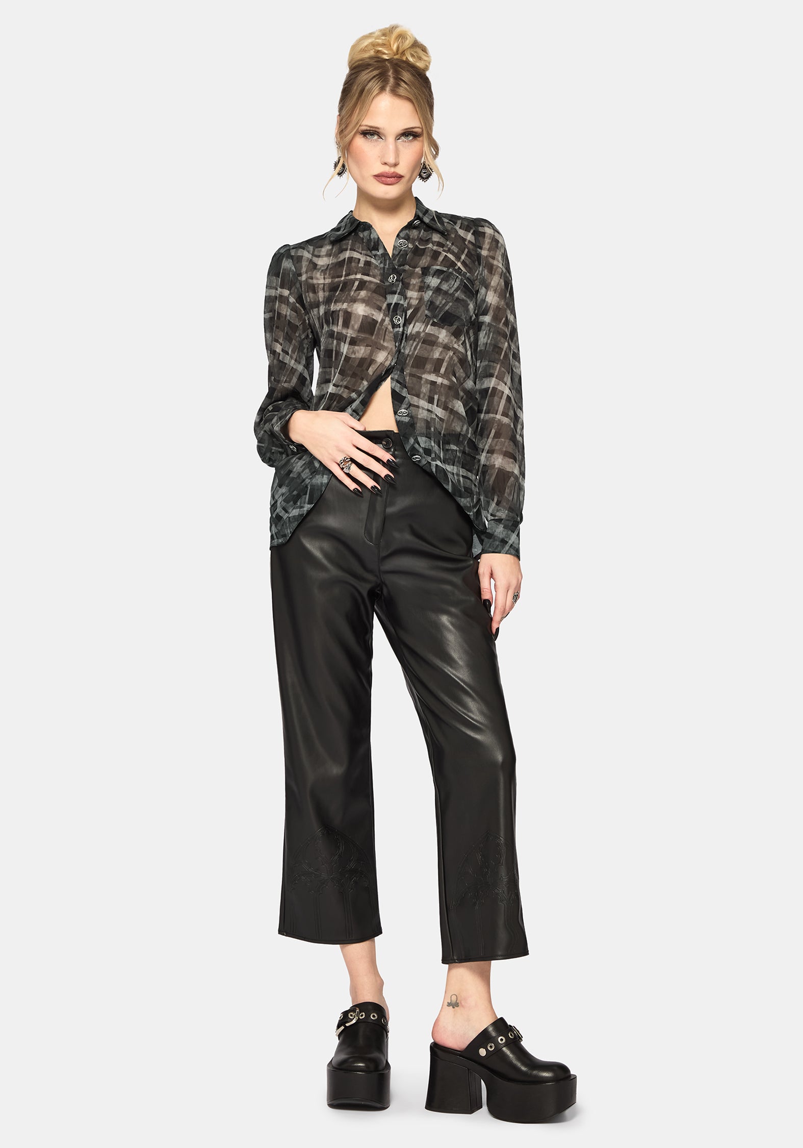 Rhoswen Snake Check Cross Over Long Sleeved Shirt EU 38