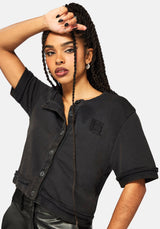 Irla Embroidered Short Sleeve Button Down Sweat