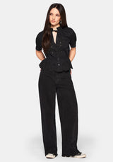 Posy Bestickt Krawatte Hals Bluse