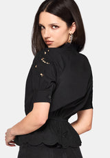 Posy Bestickt Krawatte Hals Bluse