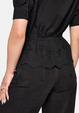 Posy Bestickt Krawatte Hals Bluse