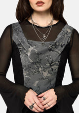 Merunicorn Enchanted Wald Druck Chiffon Kapuze Korsett Top