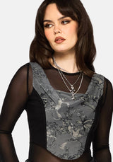 Merunicorn Enchanted Wald Druck Chiffon Kapuze Korsett Top