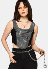 Merunicorn Enchanted Wald Druck Chiffon Kapuze Korsett Top