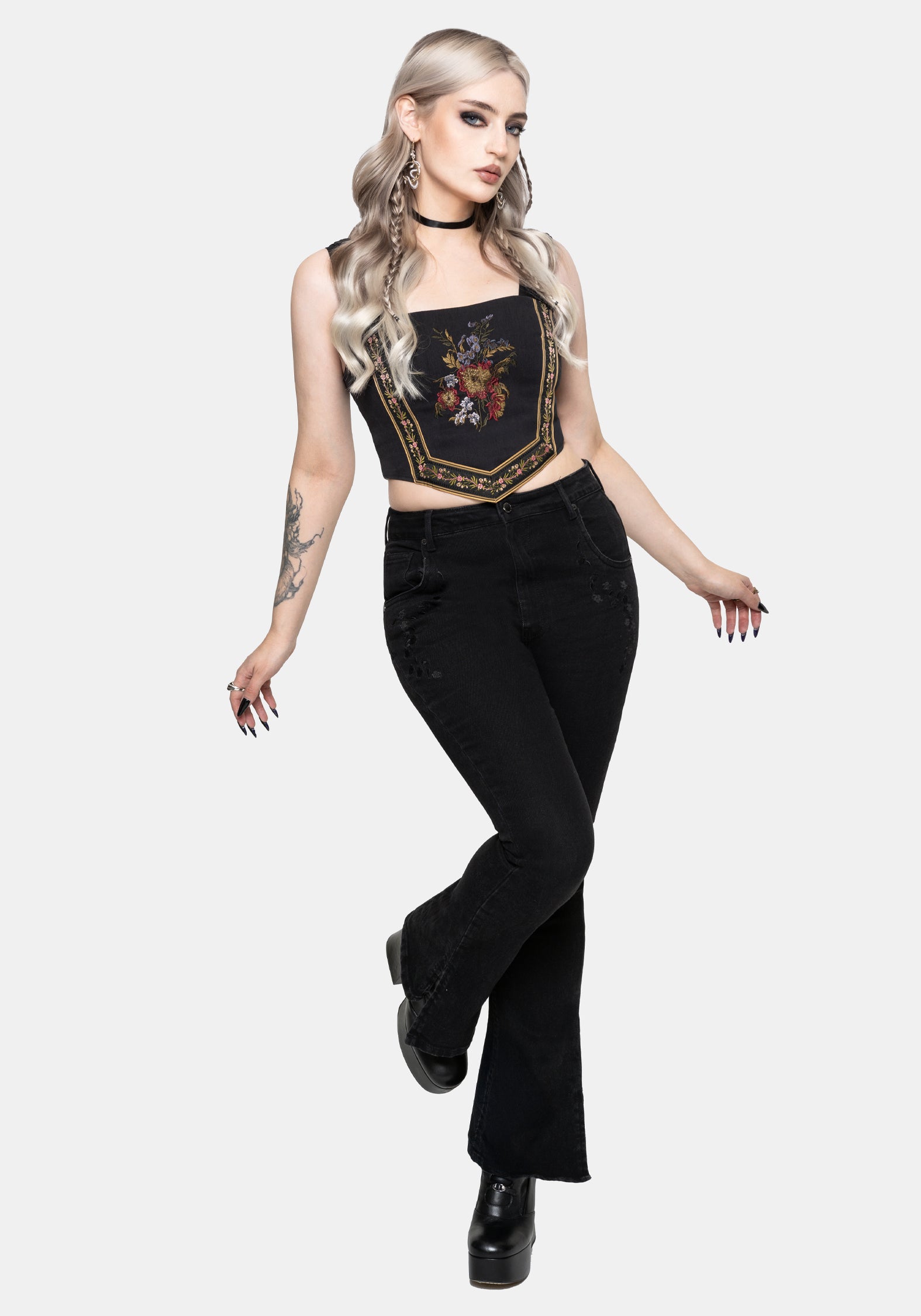 Lilet Chiffon Boho Bestickt Korsett