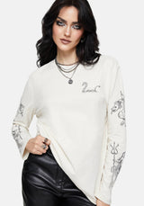 Fenrys Medieval Map Long Sleeved Cream T-Shirt