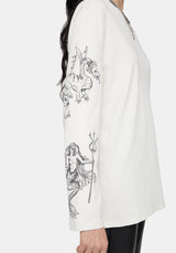 Fenrys Medieval Map Long Sleeved Cream T-Shirt