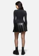 Uma Bestickt Genäht Ribbed Lang Mit Ärmeln Top