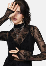 Hexborn Baba Yaga Flocked Long Sleeve Top