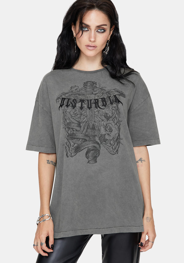 Neikea Ribcage Grafik Oversize Baumwolle T-Shirt
