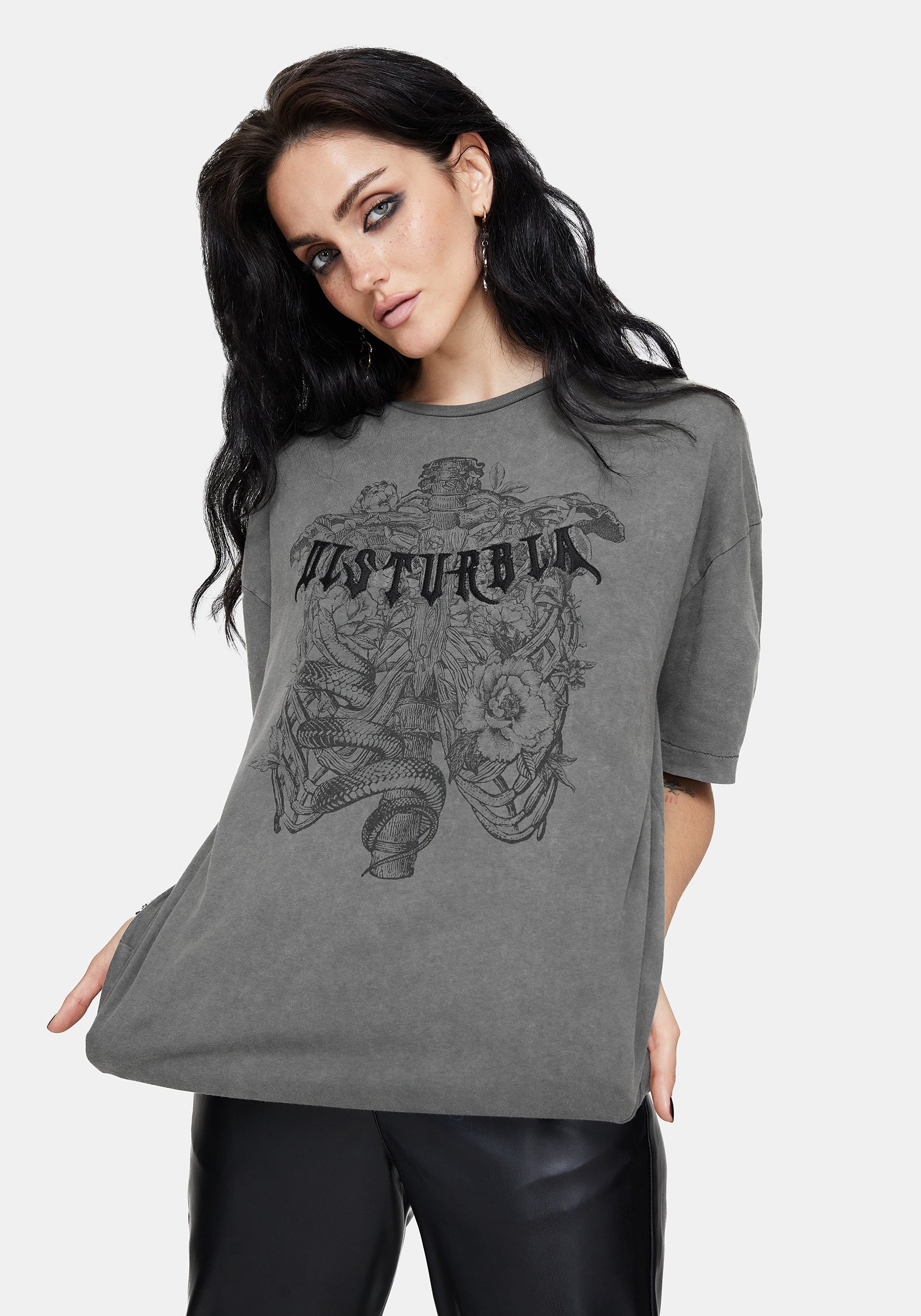 Neikea Ribcage Grafik Oversize Baumwolle T-Shirt