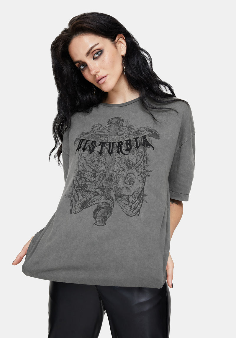 Neikea Ribcage Grafik Oversize Baumwolle T-Shirt