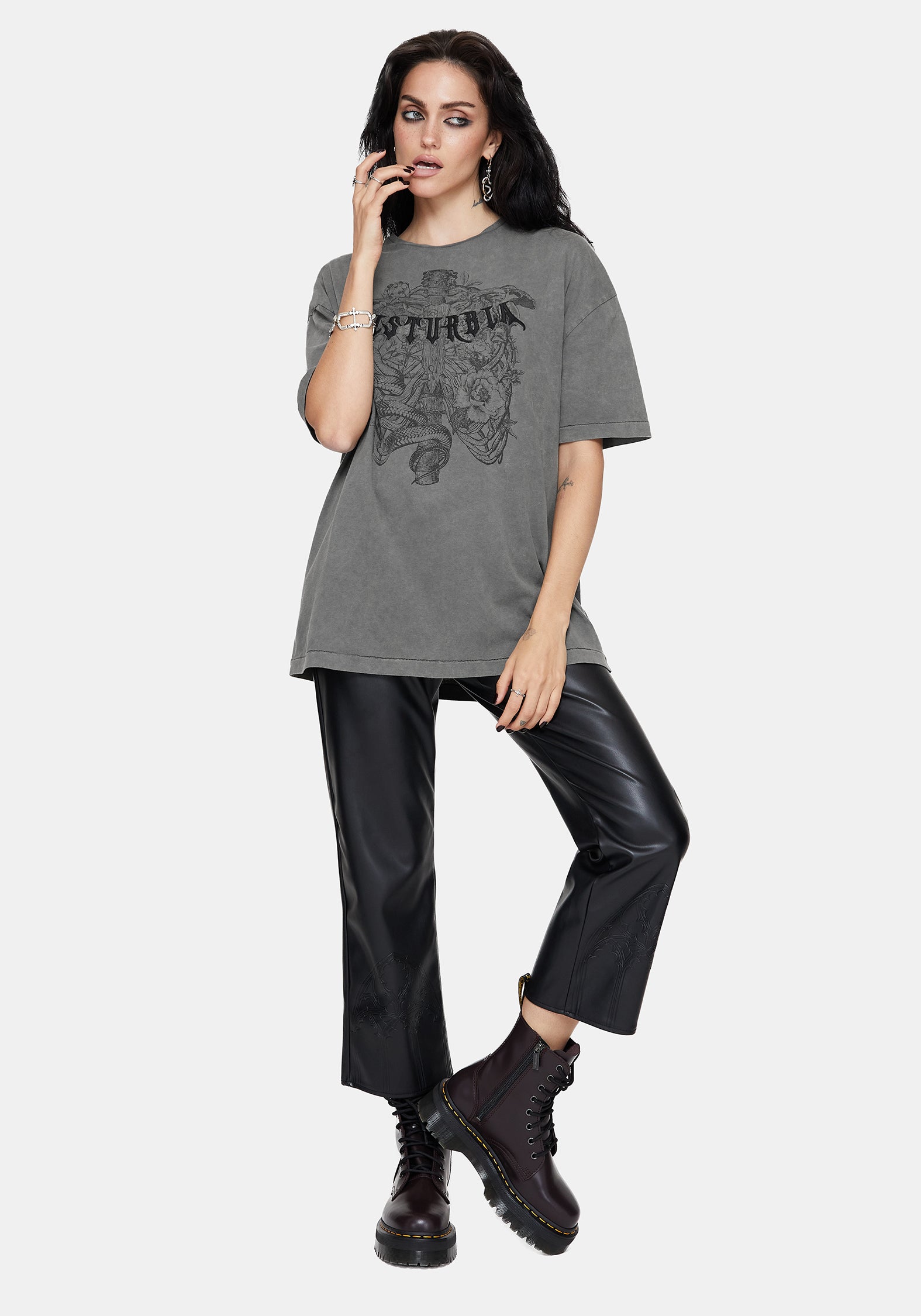 Neikea Ribcage Grafik Oversize Baumwolle T-Shirt