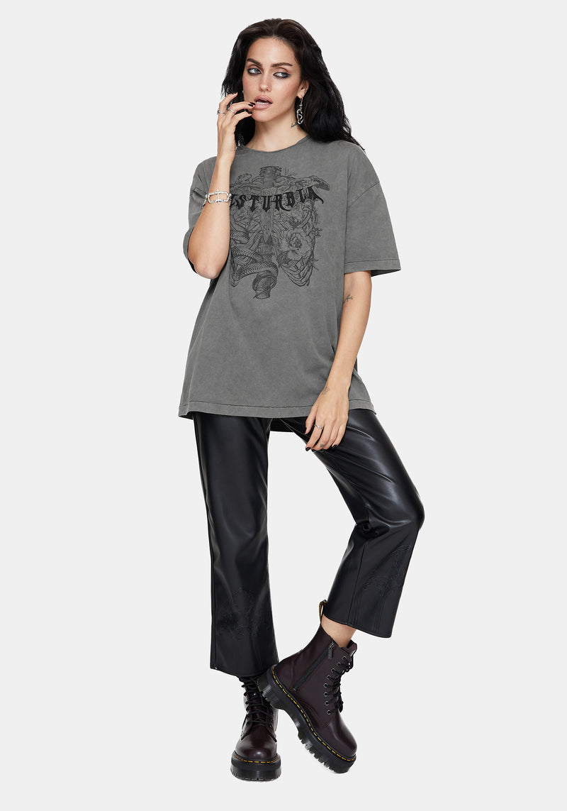 Neikea Ribcage Grafik Oversize Baumwolle T-Shirt