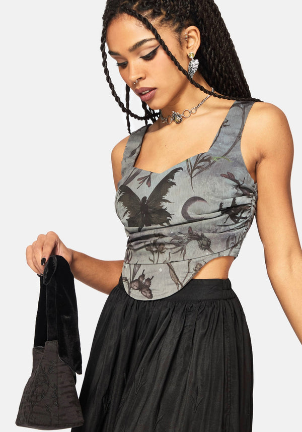 Gloriana Ruched Printed Corset Top