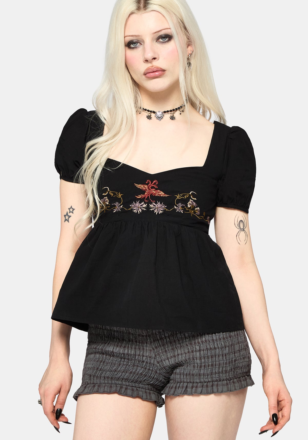 Genevra Embroidered Babydoll Top EU 34