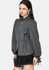 Penny Pinstripe Charcoal Tie Side Shirt