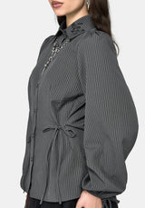 Penny Pinstripe Charcoal Tie Side Shirt