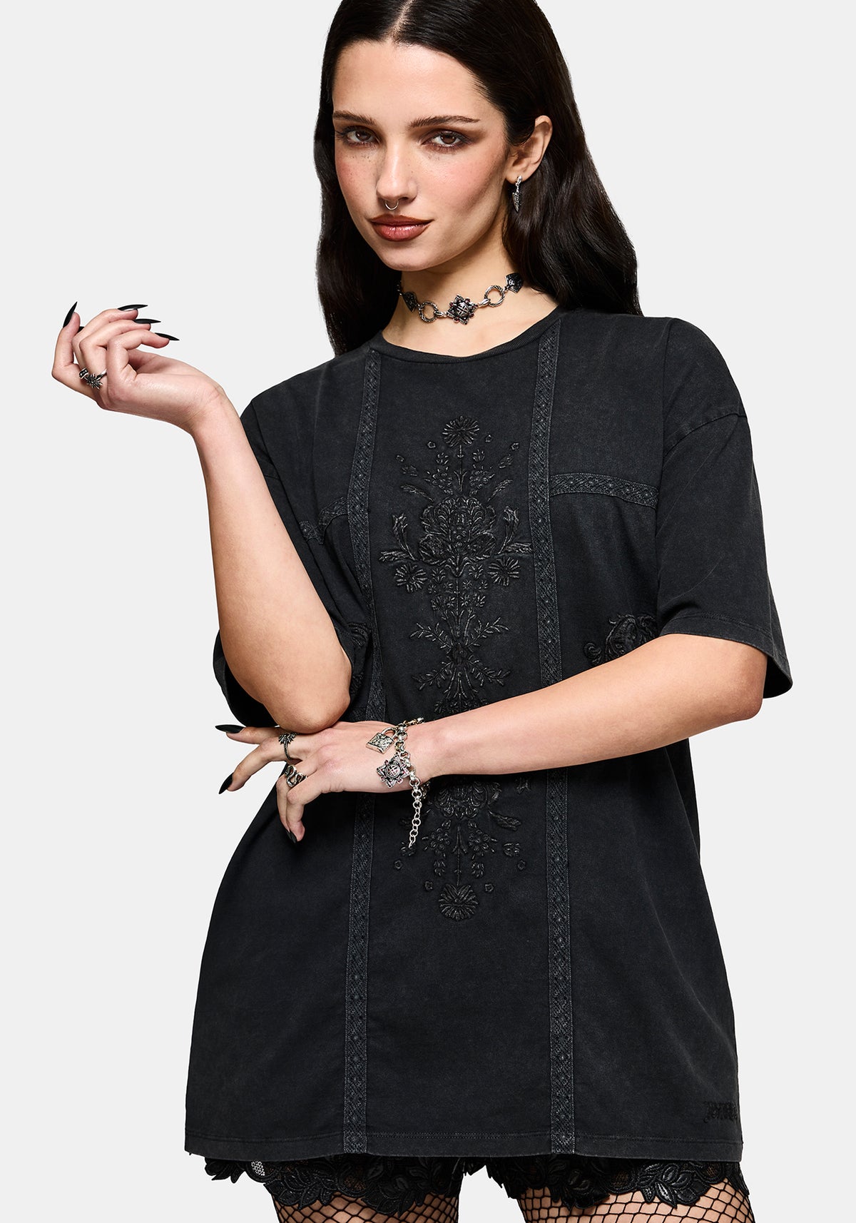 Blake Spitze Oversize Grafik T-Shirt