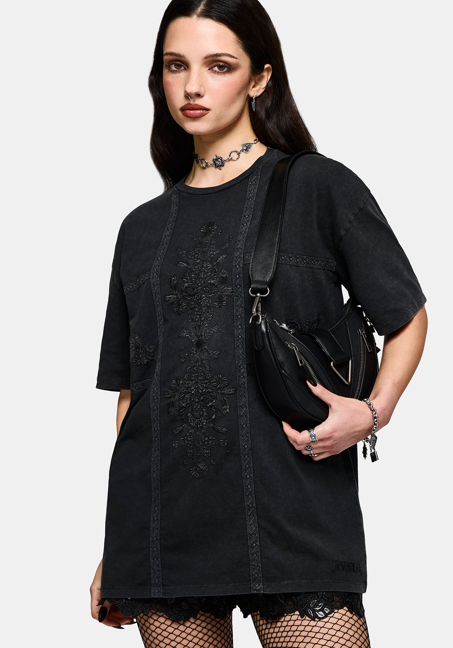 Blake Spitze Oversize Grafik T-Shirt
