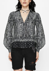 Zelira Paisley Print Open Collar Shirt