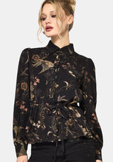 Harpyiai Print Tie Up Shirt