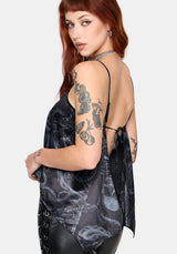 Ophion Print Backless Hanky Hem Cami