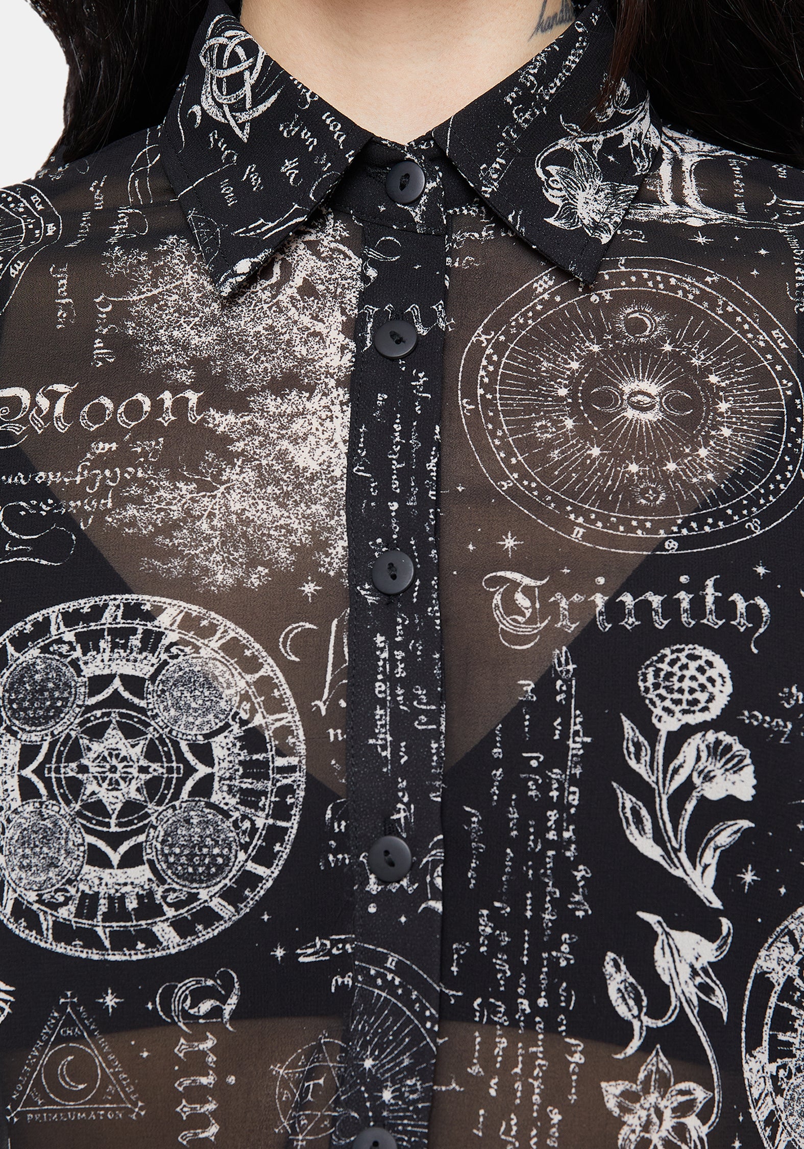 Trinity Mond Druck Chiffon Hemd