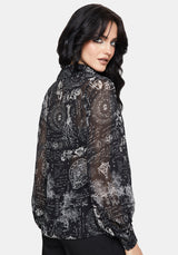 Trinity Mond Druck Chiffon Hemd