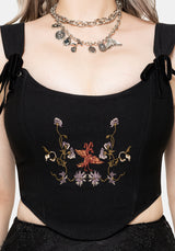 Genevra Embroidered Crop Corset Top