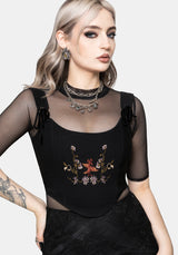 Genevra Embroidered Crop Corset Top