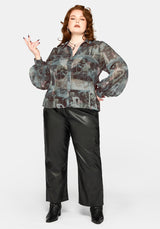 Thalassa Print Chiffon Hemd