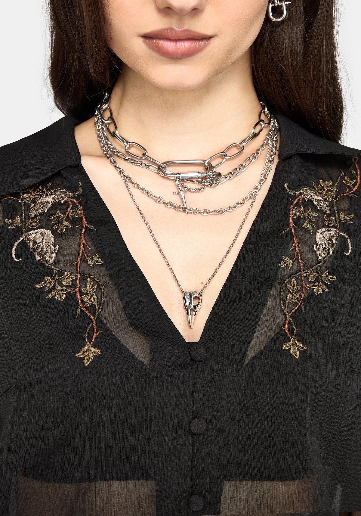 Rasque Bestickt Chiffon Hemd