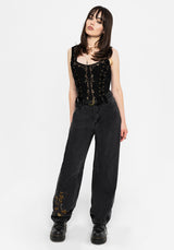Rootweave Embroidered Lace Up Corset
