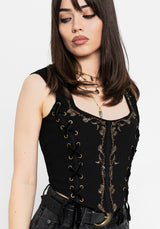 Rootweave Embroidered Lace Up Corset