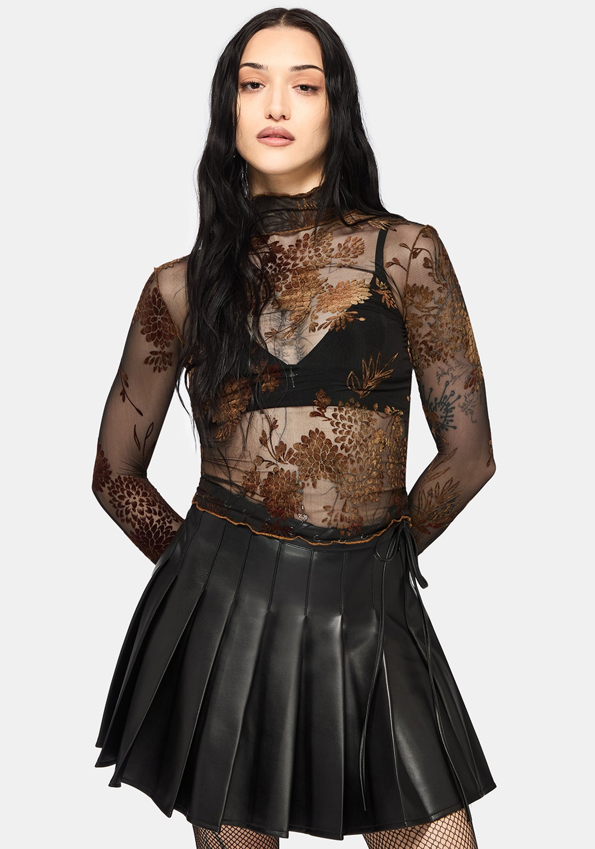 Rosaleigh Flockdruck Mesh Top