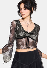 Isolde Mittelalterlich Map Samt Mesh Mix Top