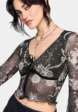 Isolde Mittelalterlich Map Samt Mesh Mix Top