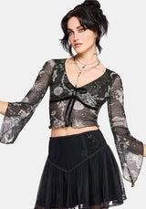 Isolde Mittelalterlich Map Samt Mesh Mix Top