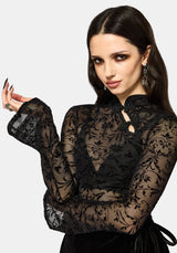 Mae Flockdruck Asymmetrisch Lang Ärmel Top