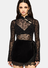 Mae Flockdruck Asymmetrisch Lang Ärmel Top