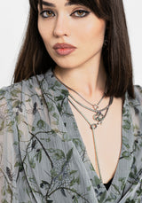 Rootweave Printed Chiffon Shirred Blouse