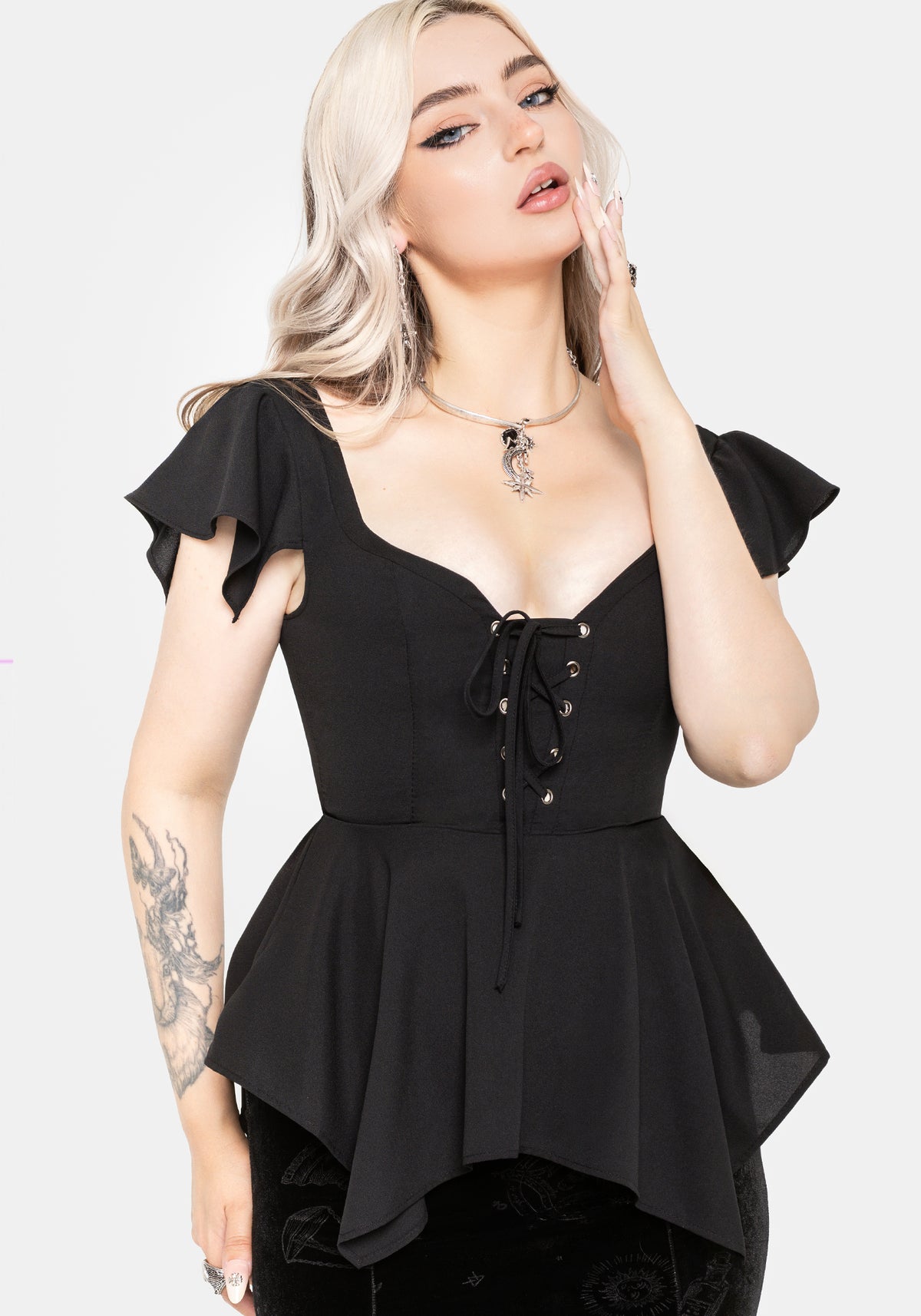 Stassi Lace Up Hanky Hem Top EU 34