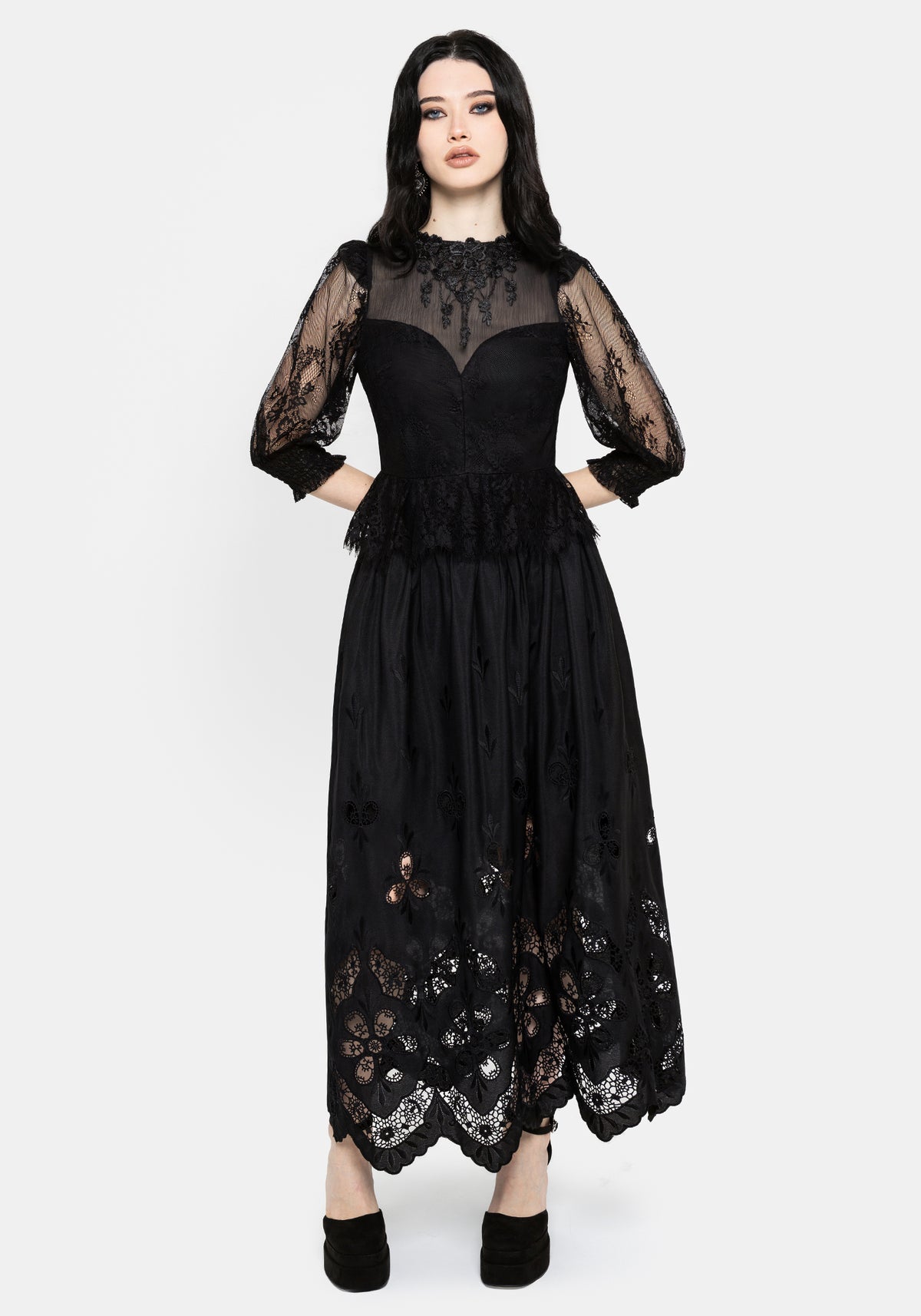 Jade Lace Embroidered Sweetheart Blouse
